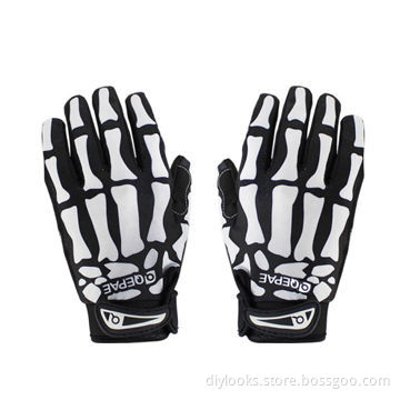Qepae Skull Pattern Cycling Bicycle Outdoor Sports Gloves, Size L, F7507, Black Color